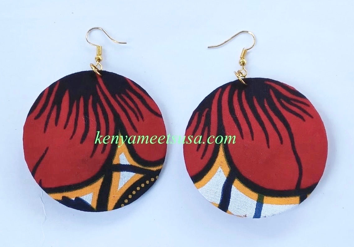 Handmade Round Fabric Earrings
