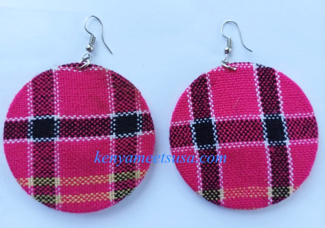 Handmade Round Fabric Earrings