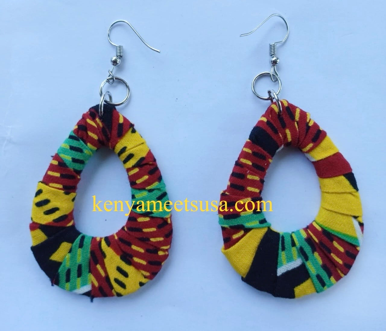 Handmade Fabric Teardrop Earrings