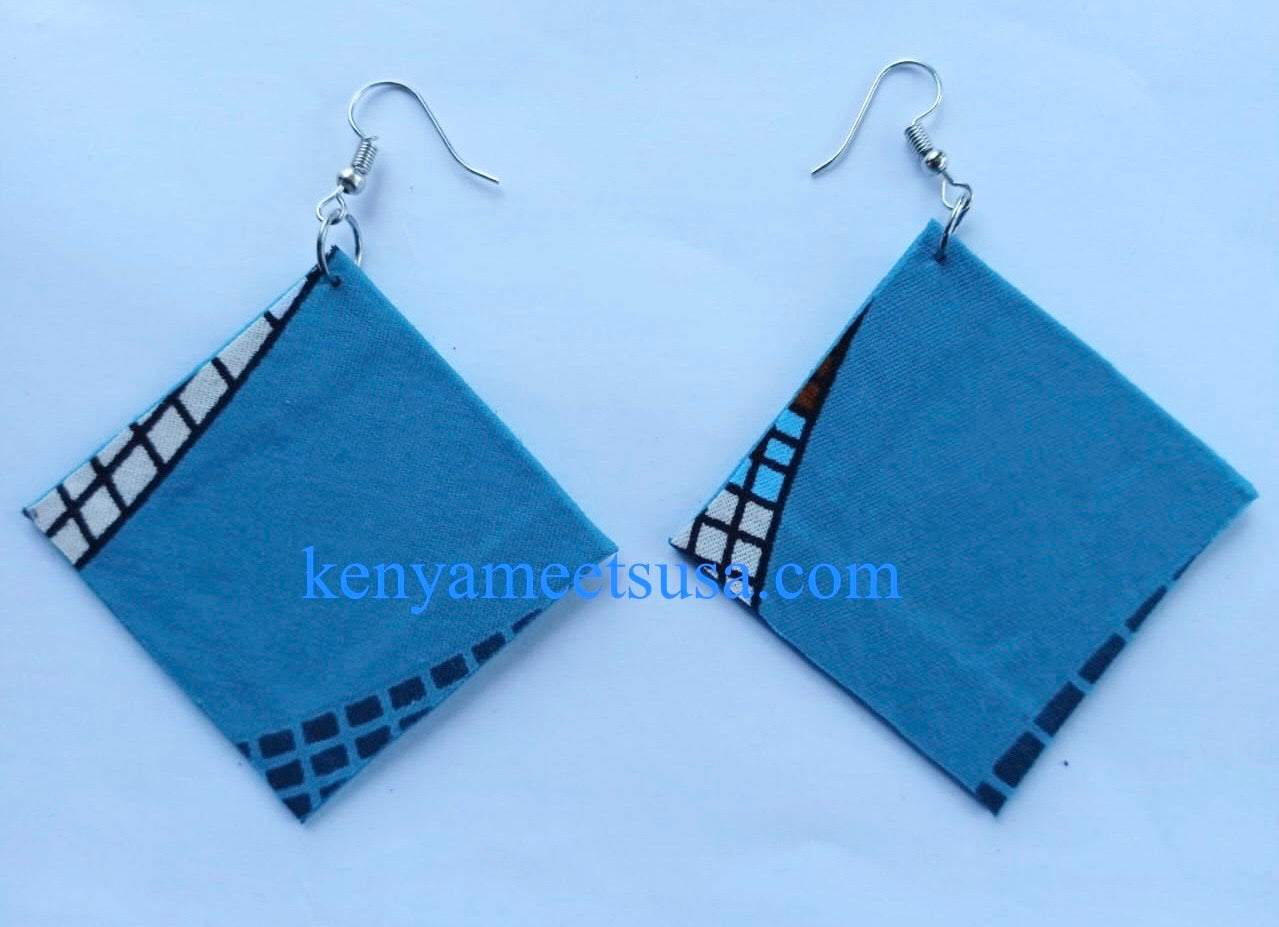 Handmade Diamond Shape Fabric Earrings