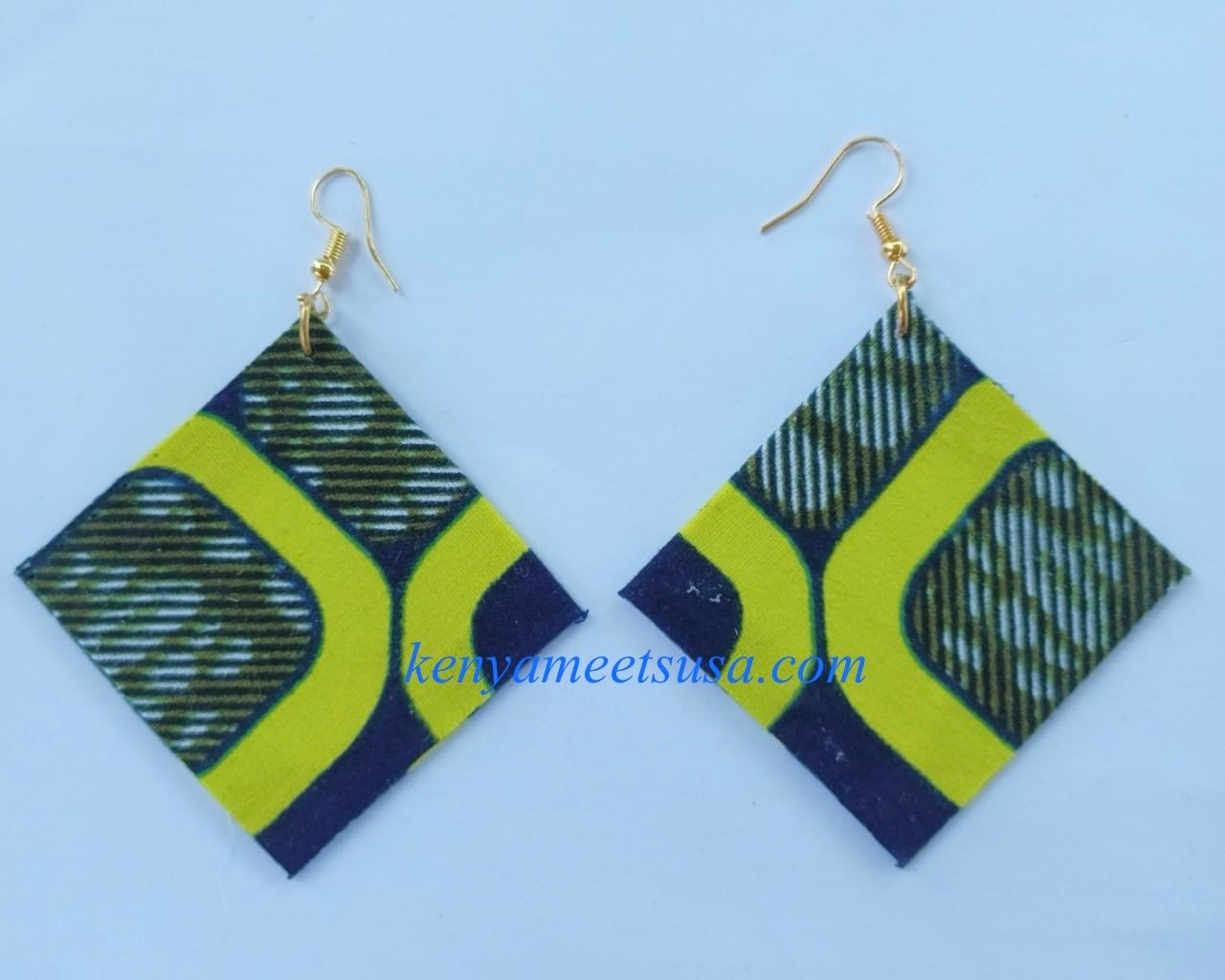 Handmade Diamond Shape Fabric Earrings
