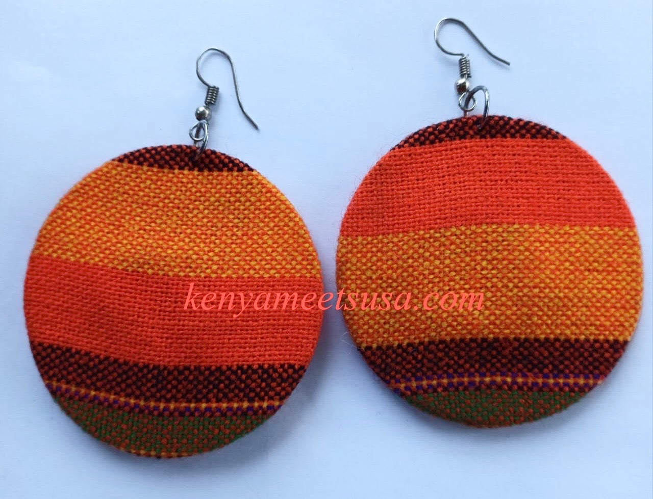 Handmade Round Fabric Earrings