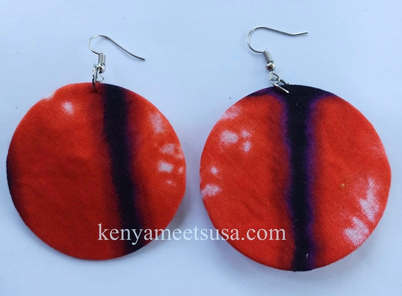 Handmade Round Fabric Earrings