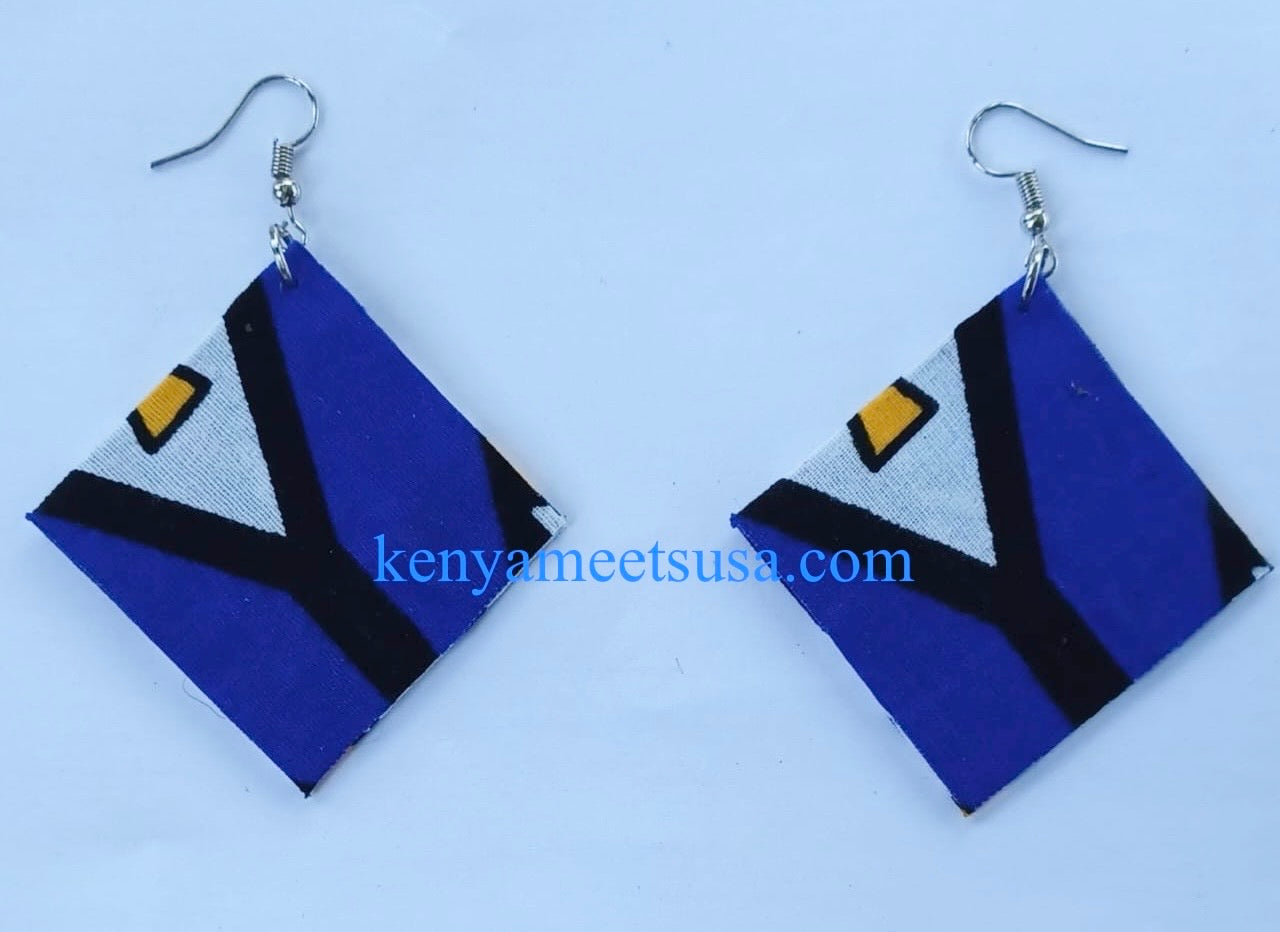 Handmade Diamond Shape Fabric Earrings