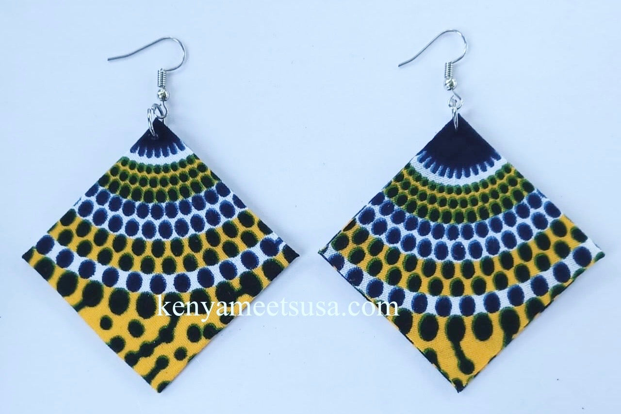 Handmade Diamond Shape Fabric Earrings