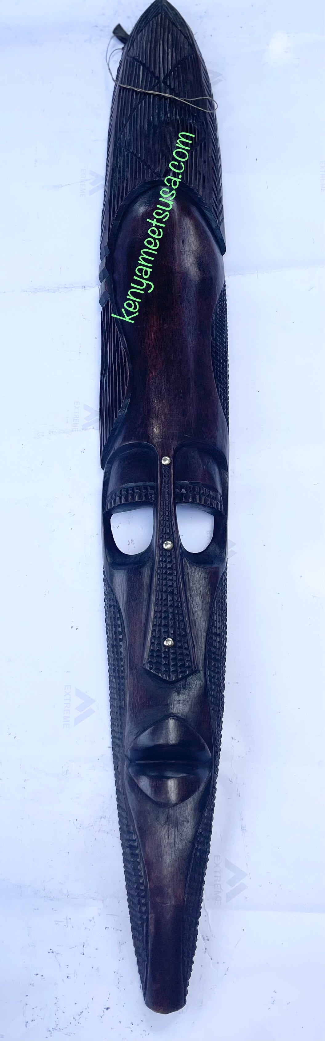 Minimalist Black Tribal Mask, Hand-Carved Jacaranda Wood from Kenya