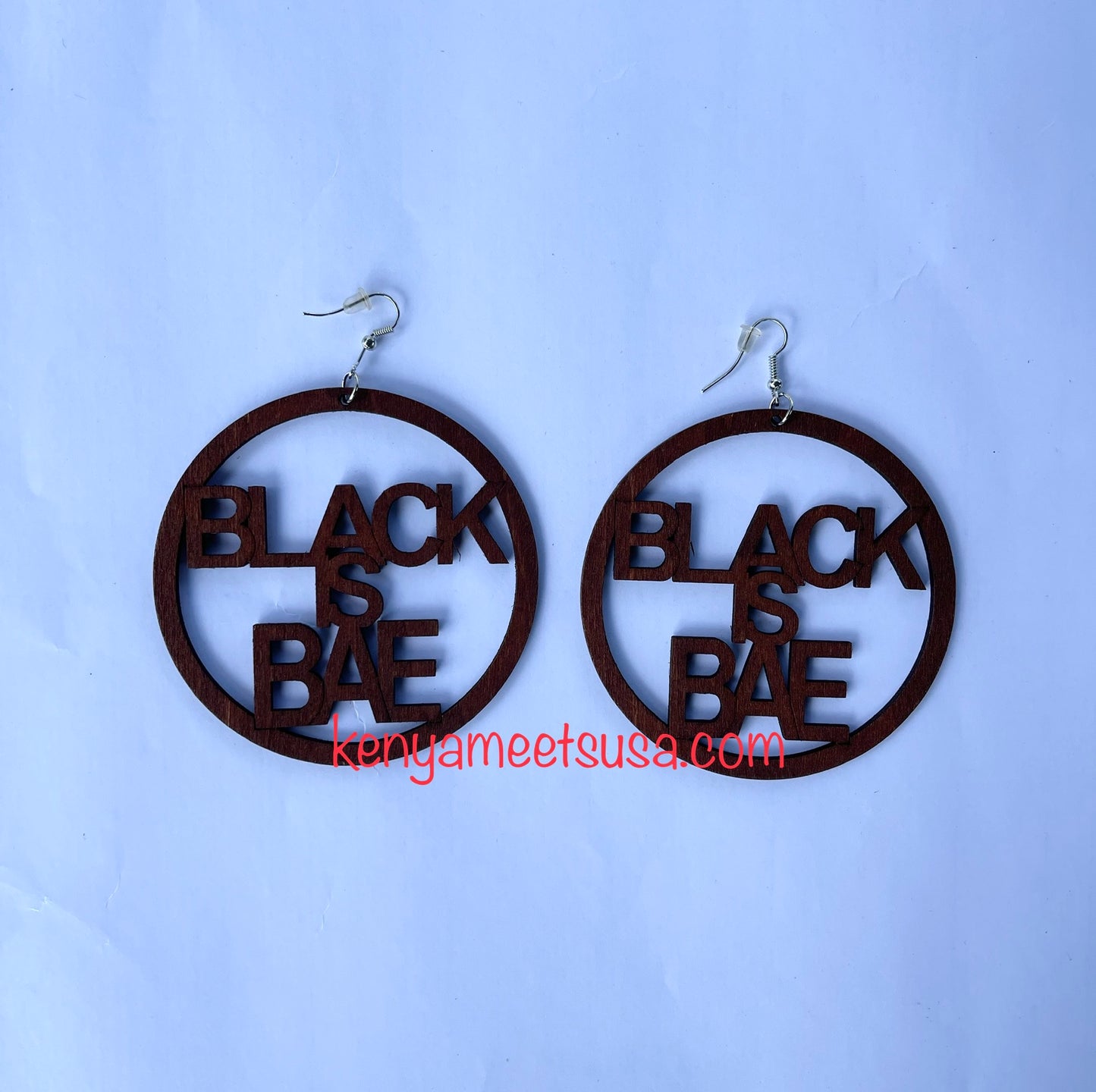 Round wooden cut-out earrings