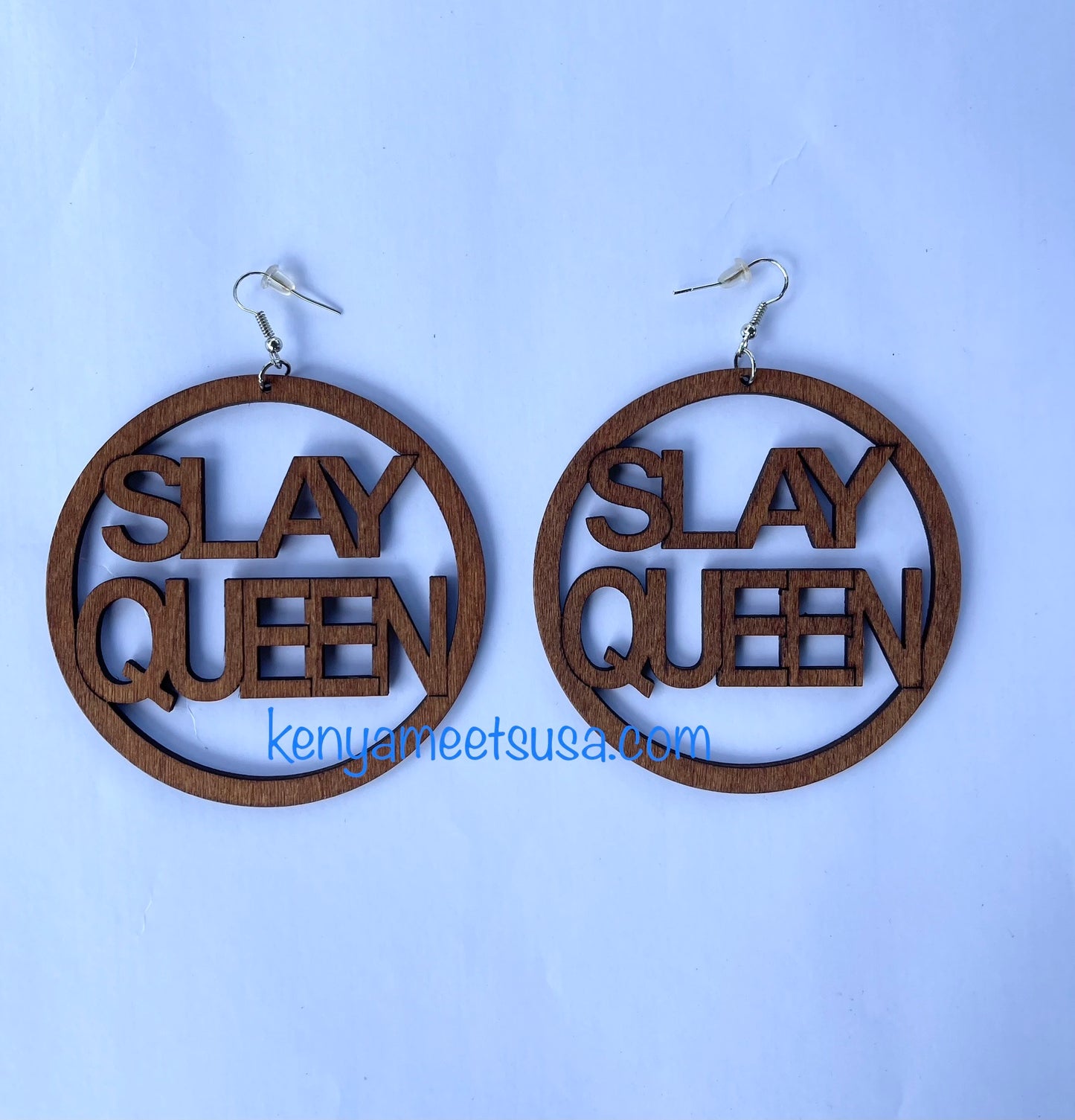 Round wooden cut-out earrings