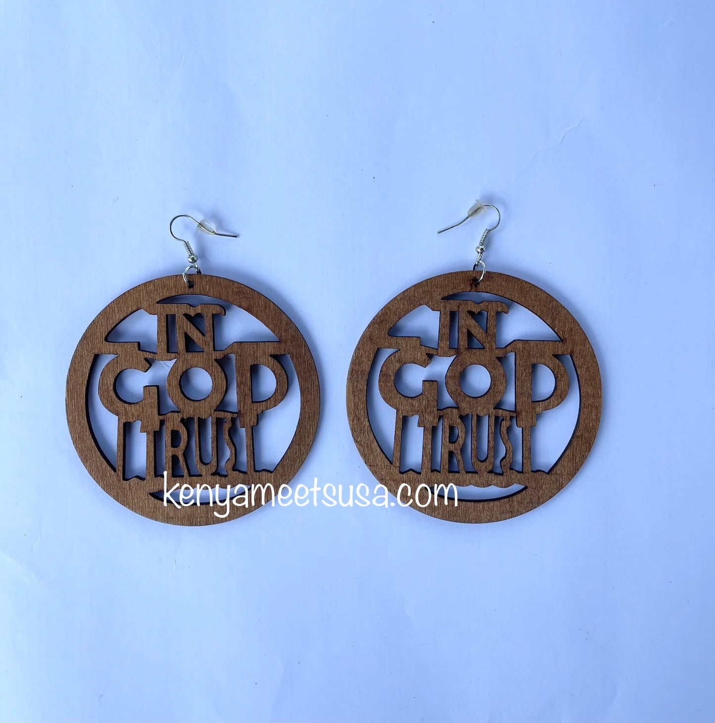 Round wooden cut-out earrings