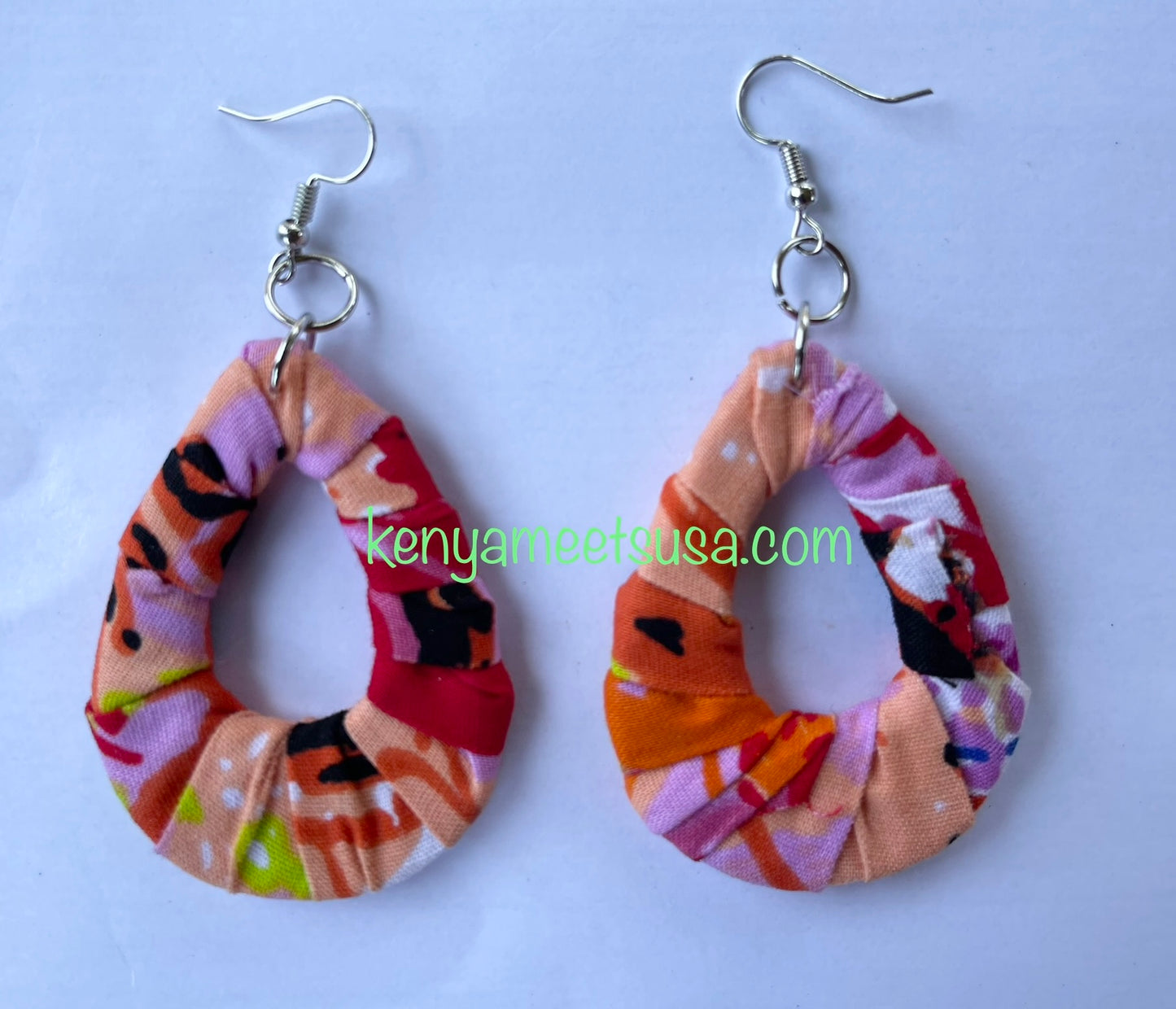 Handmade Fabric Teardrop Earrings