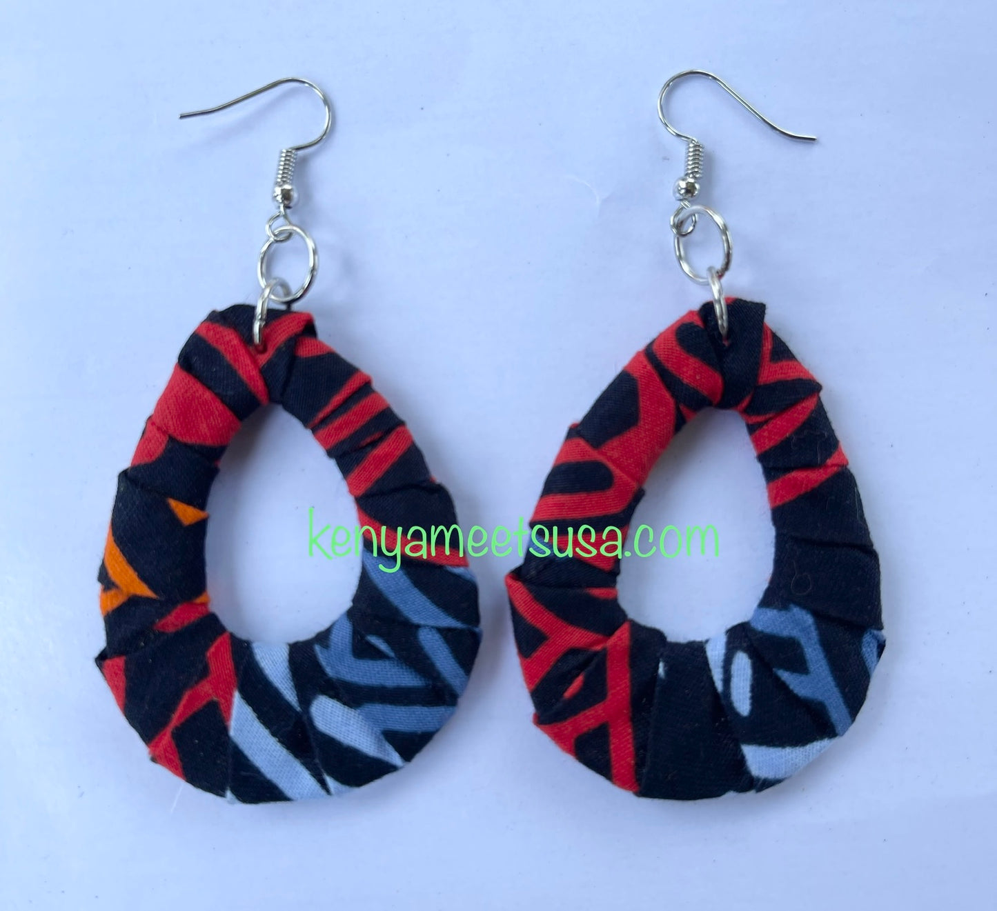 Handmade Fabric Teardrop Earrings