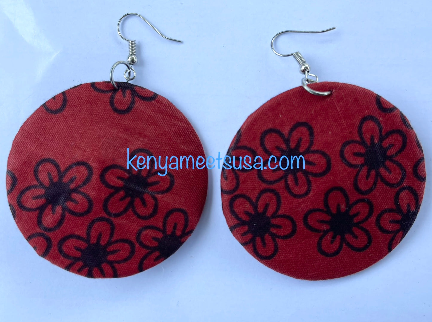 Handmade Round Fabric Earrings