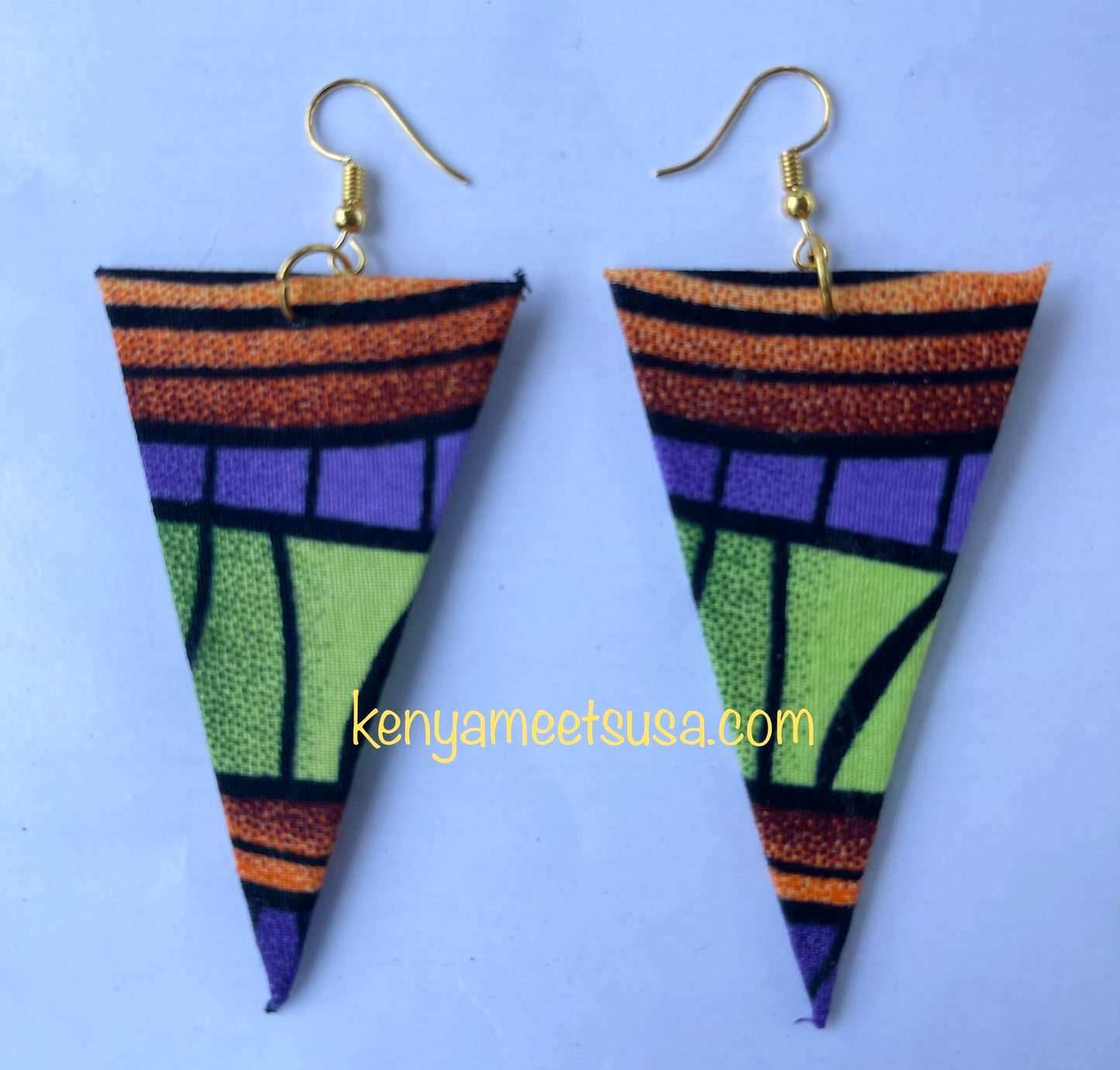 Handmade Inverted Triangle Fabric Earrings