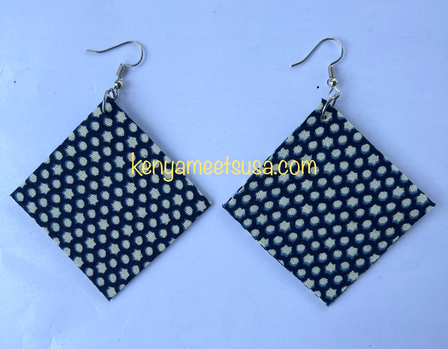 Handmade Diamond Shape Fabric Earrings