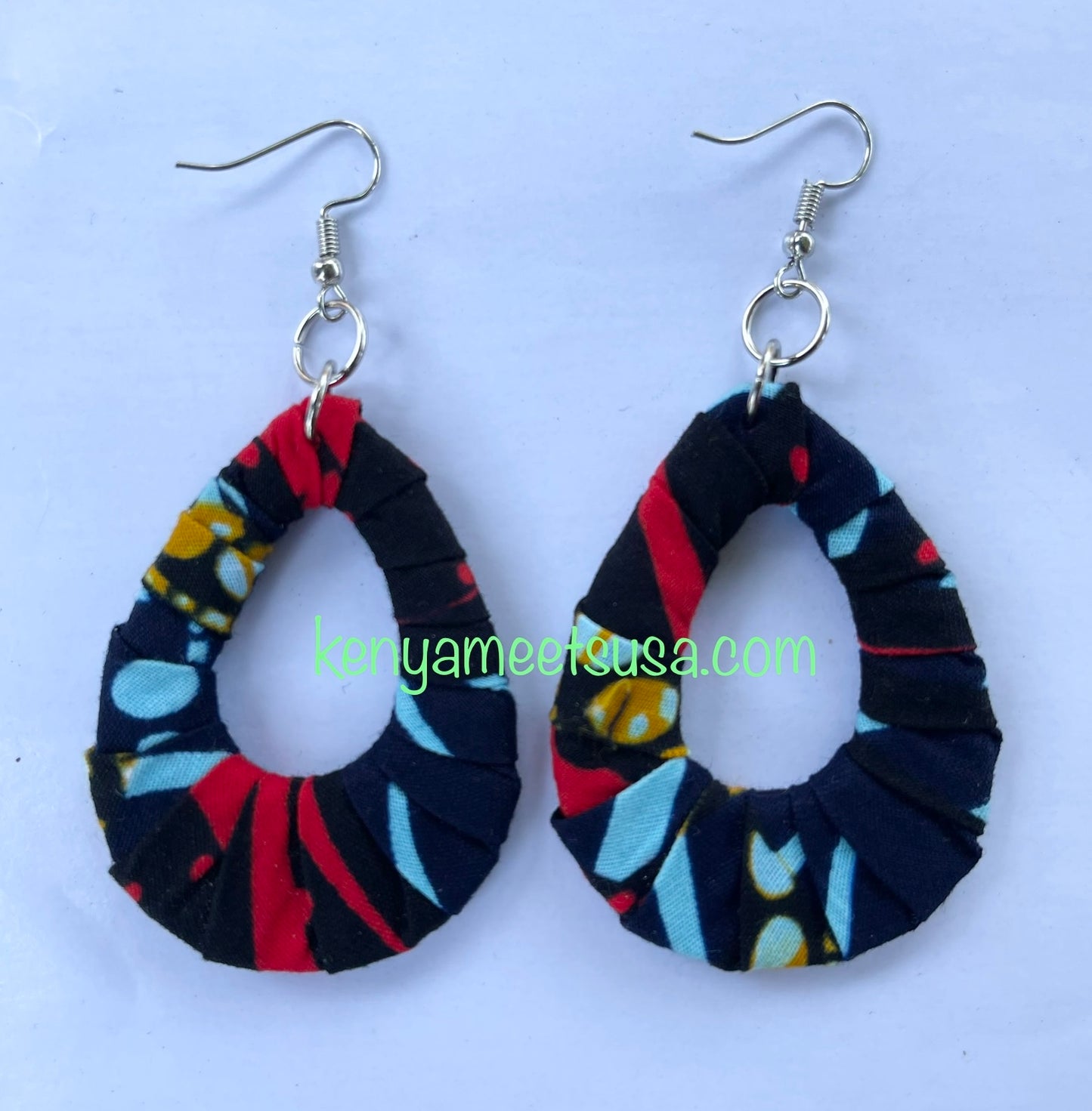Handmade Fabric Teardrop Earrings