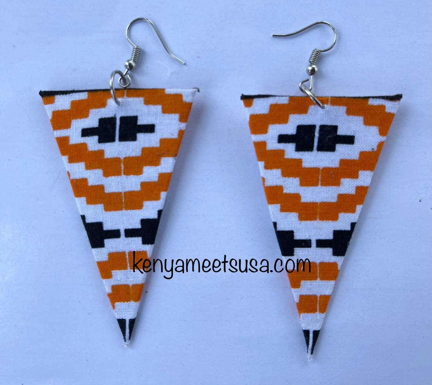 Handmade Inverted Triangle Fabric Earrings