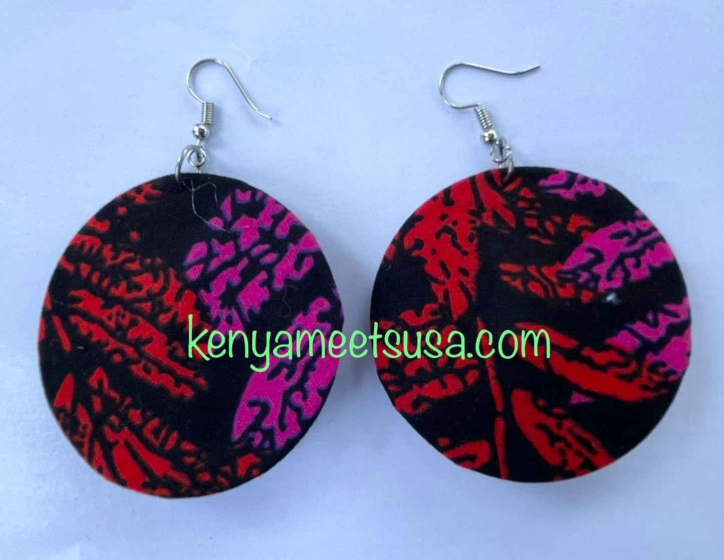 Handmade Round Fabric Earrings