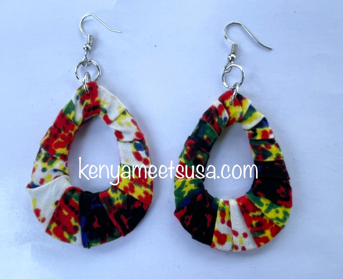 Handmade Fabric Teardrop Earrings