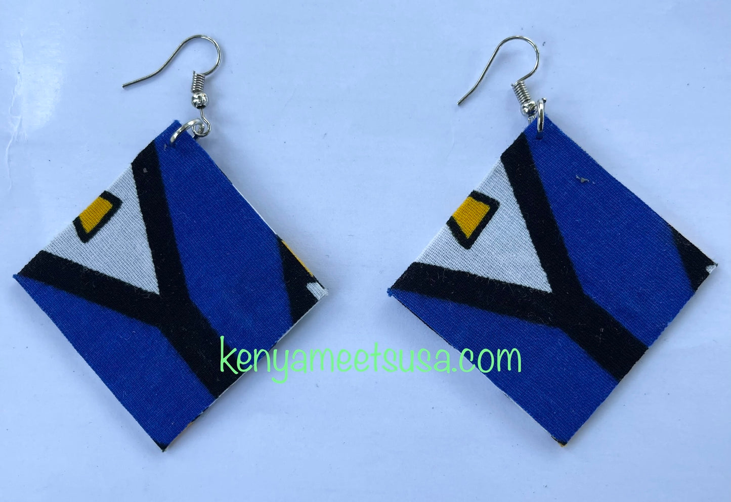 Handmade Diamond Shape Fabric Earrings