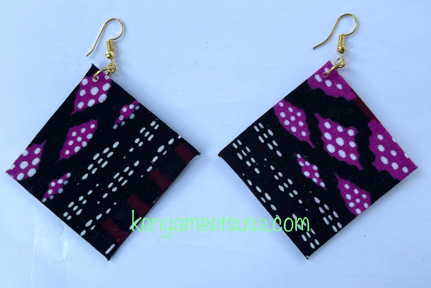 Handmade Diamond Shape Fabric Earrings