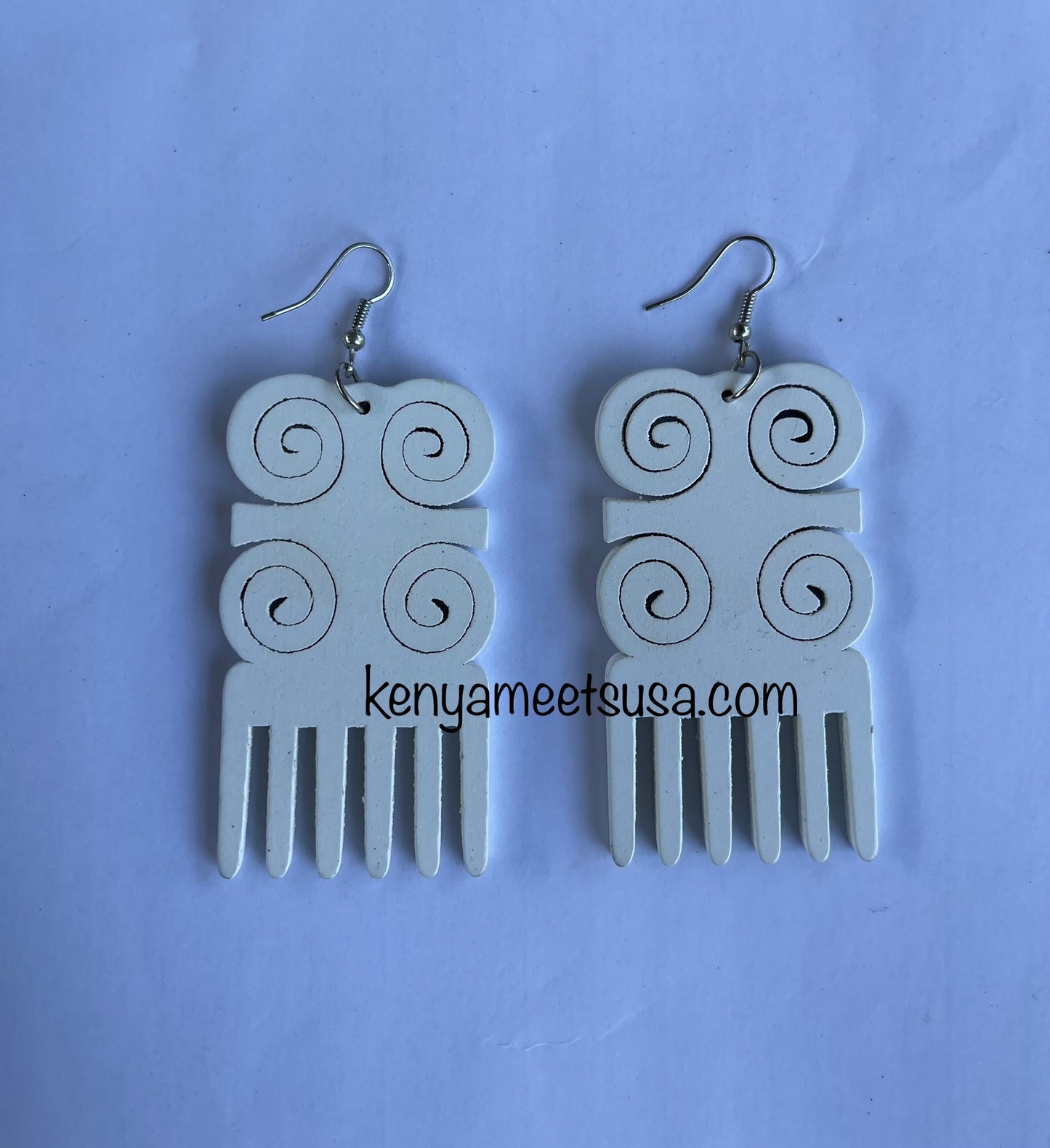 Wooden Swirl Comb Earrings