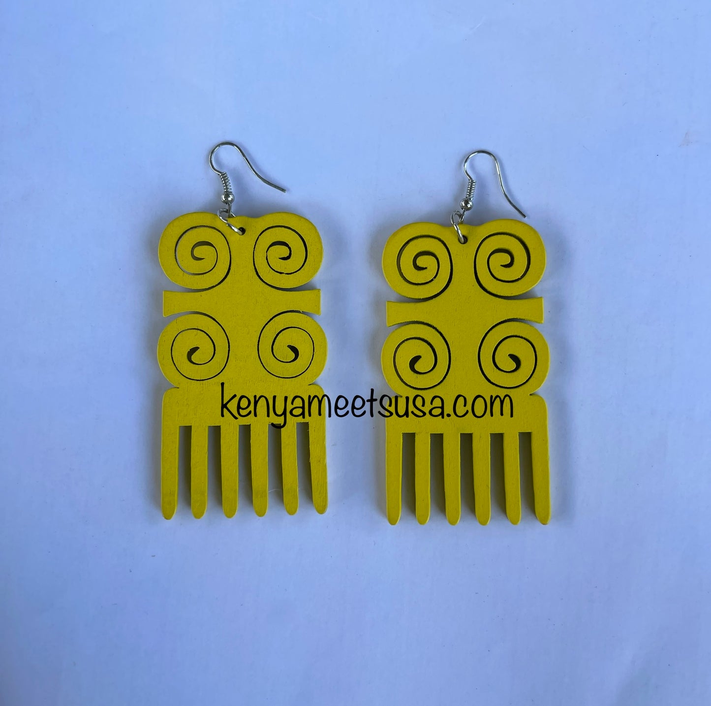 Wooden Swirl Comb Earrings