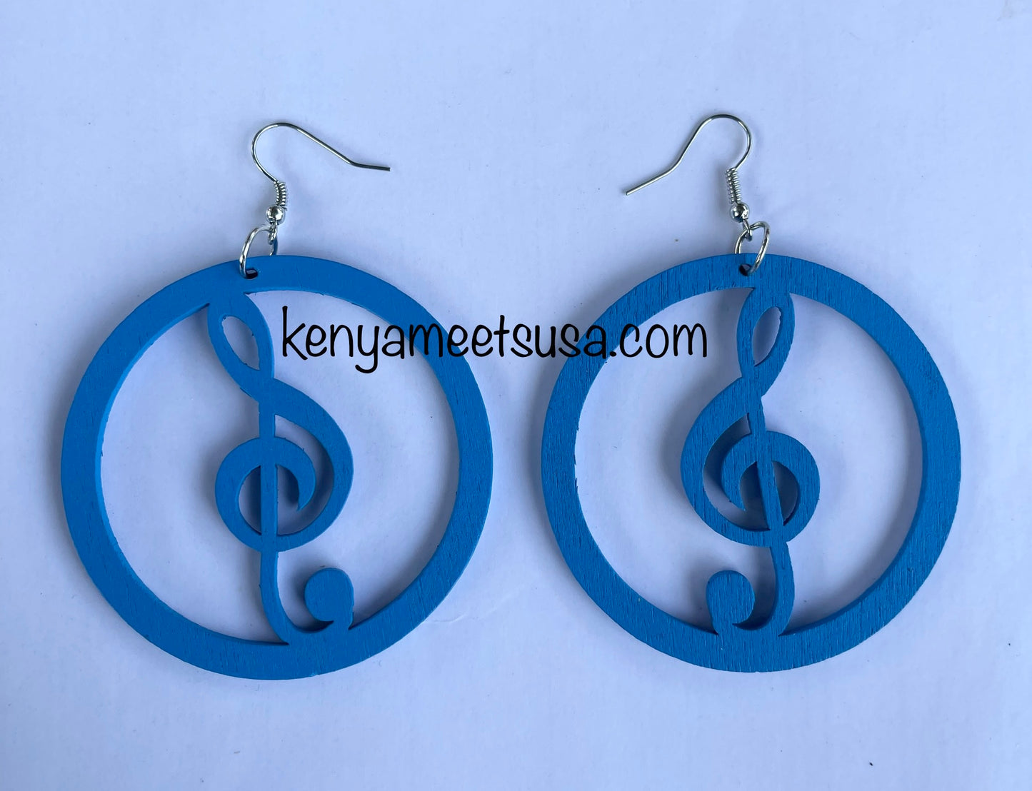 Round Wooden Treble Clef Earrings