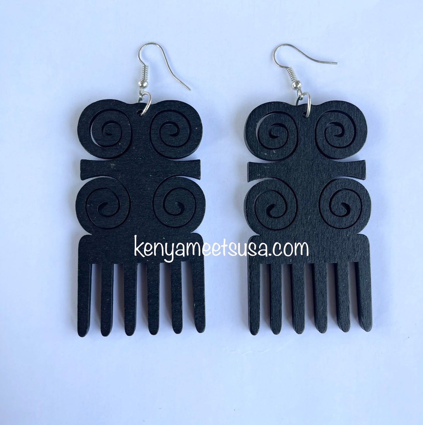 Wooden Swirl Comb Earrings