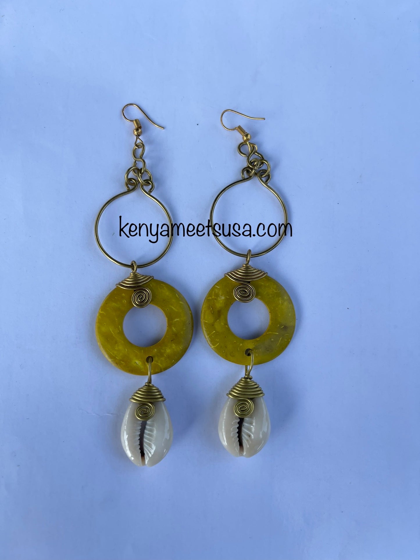 Coconut and Cowrie Shell Cascade Earrings