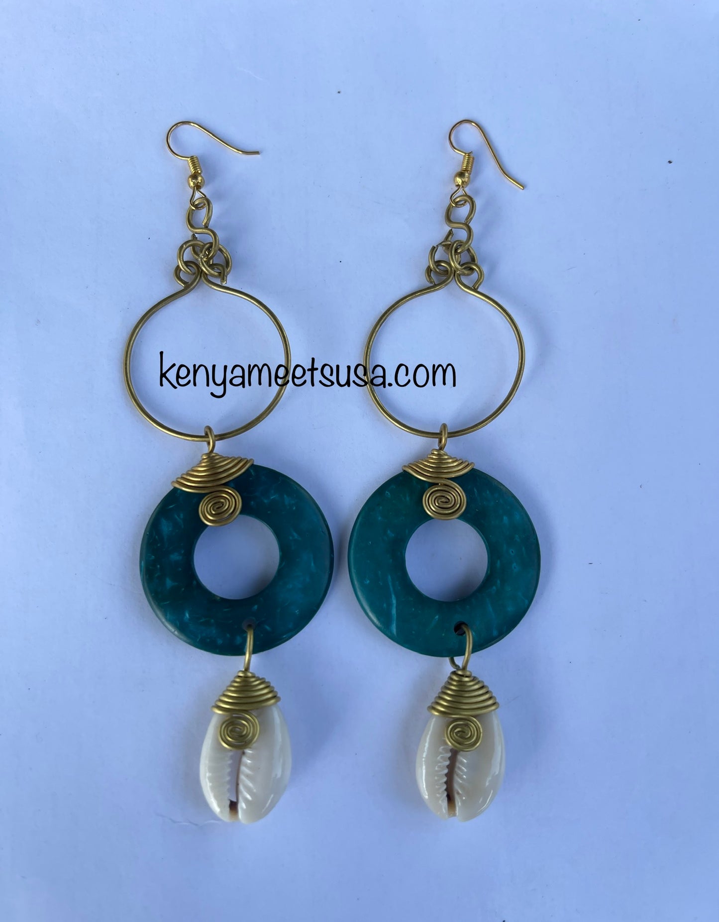 Coconut and Cowrie Shell Cascade Earrings