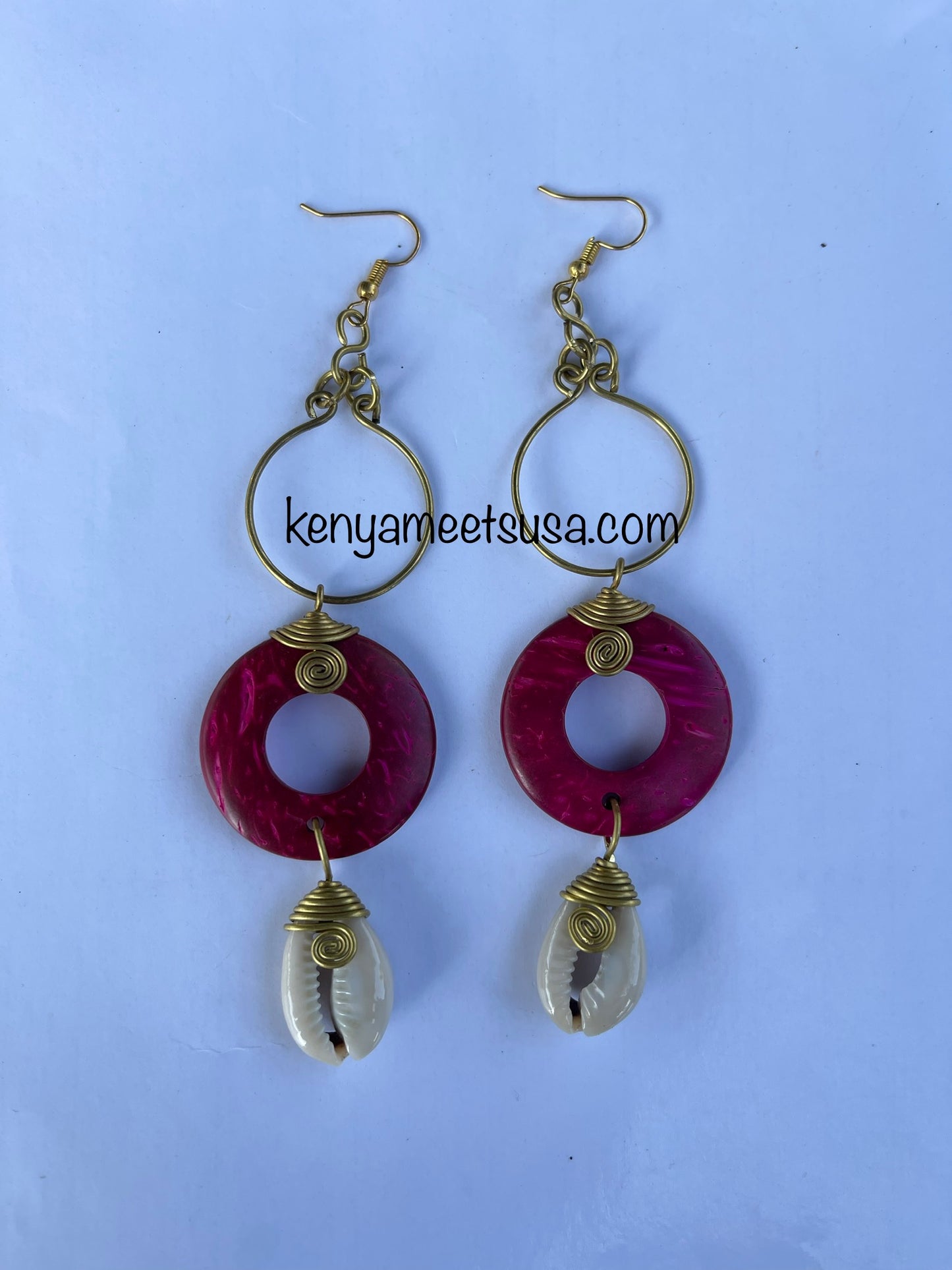 Coconut and Cowrie Shell Cascade Earrings