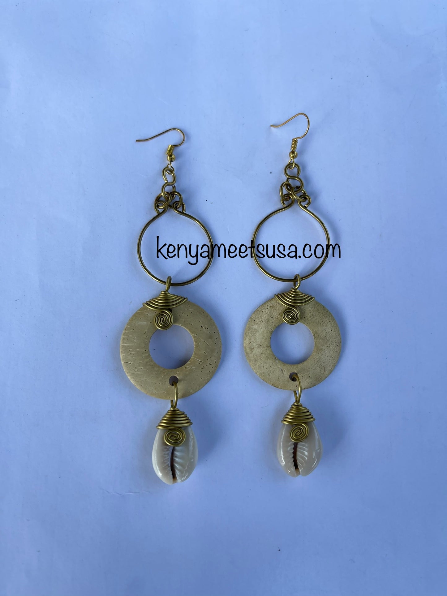 Coconut and Cowrie Shell Cascade Earrings