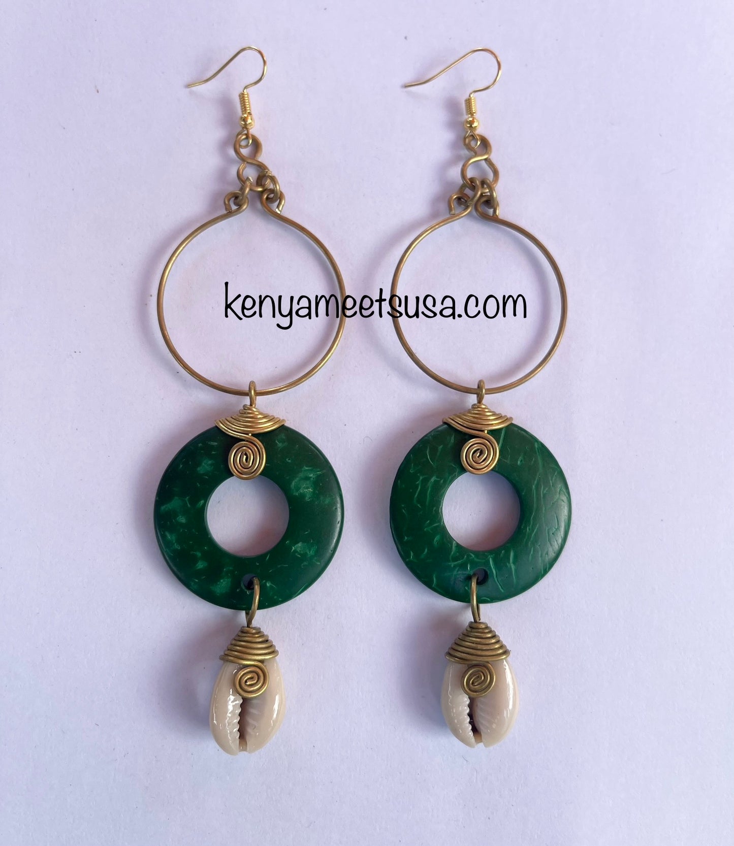 Coconut and Cowrie Shell Cascade Earrings