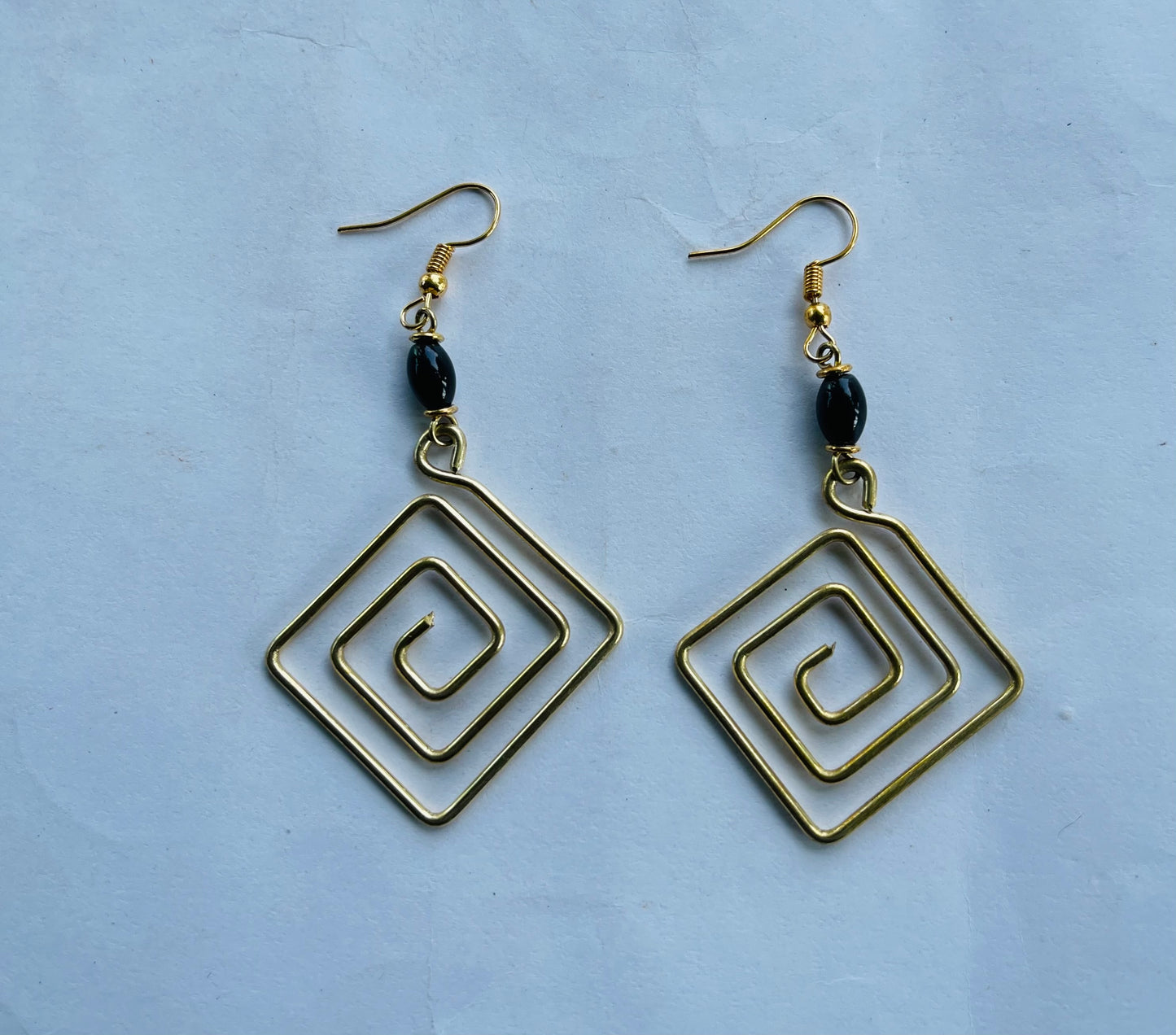 Diamond-Shaped Brass Earrings