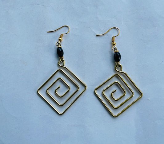 Diamond-Shaped Brass Earrings