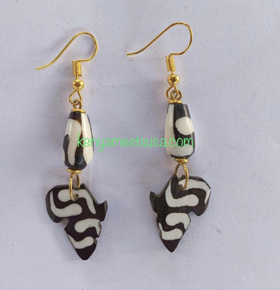 Map of Africa Bone Earrings
