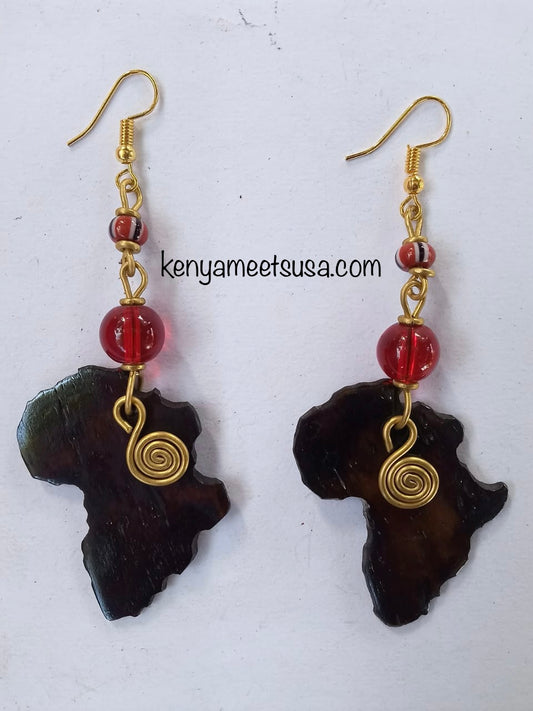 Map of Africa Bone Earrings