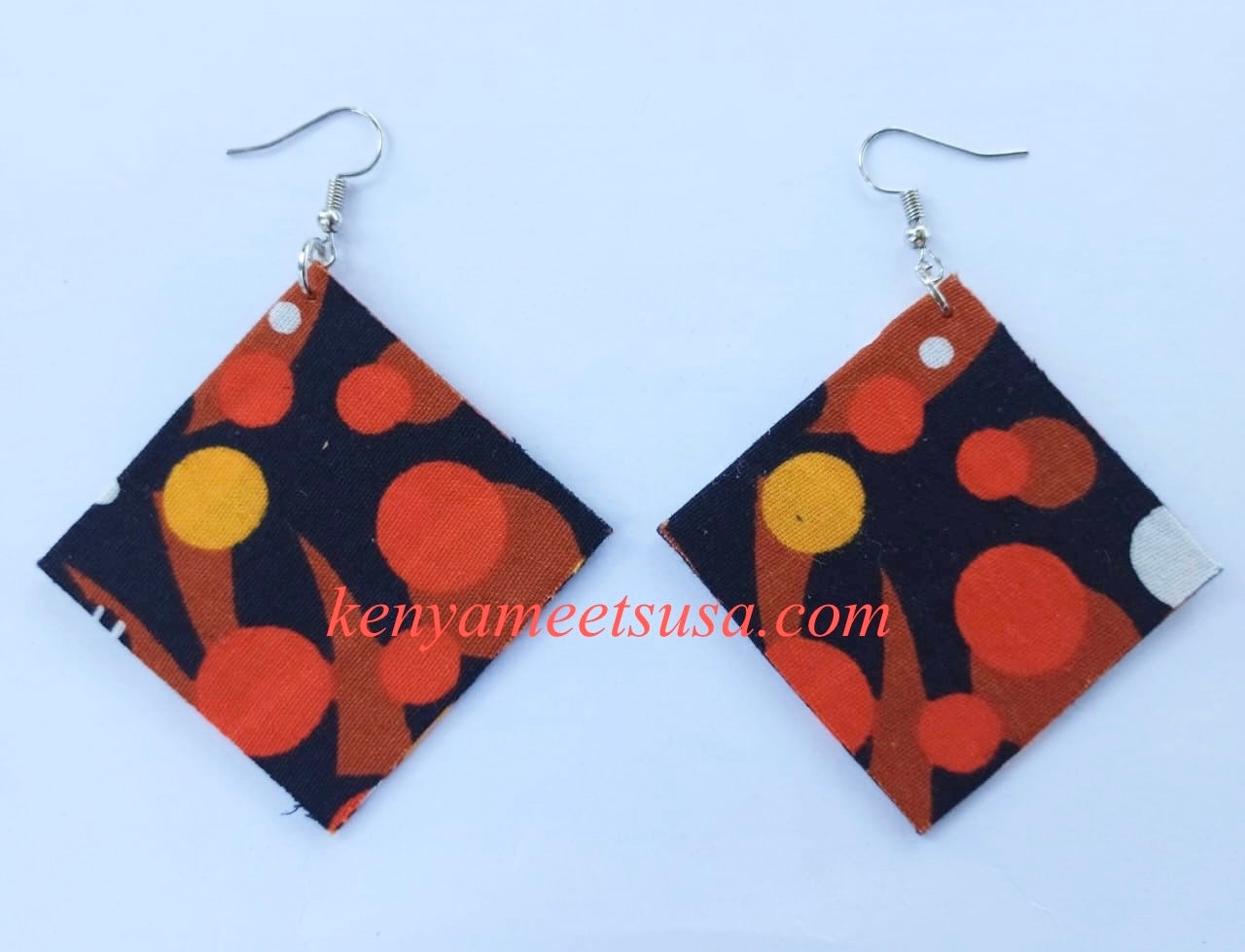 Handmade Diamond Shape Fabric Earrings