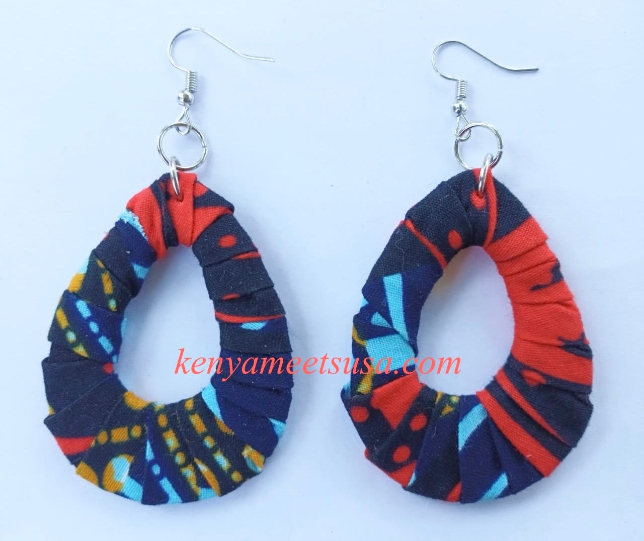 Handmade Fabric Teardrop Earrings