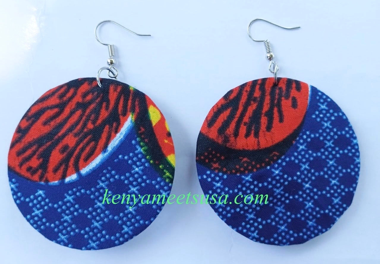 Handmade Round Fabric Earrings