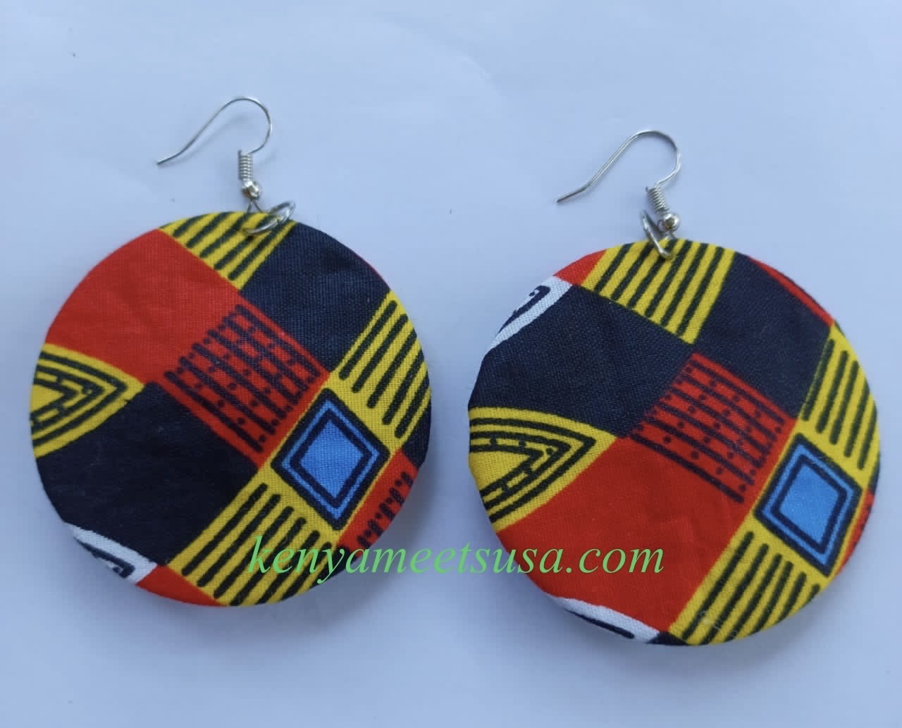 Handmade Round Fabric Earrings
