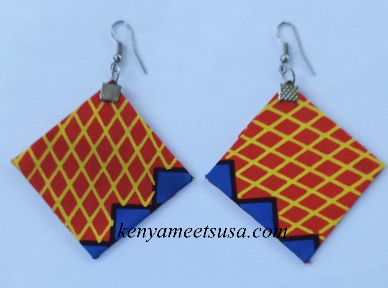 Handmade Diamond Shape Fabric Earrings