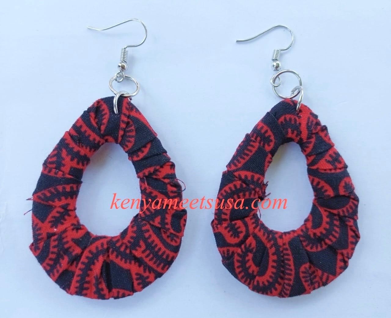 Handmade Fabric Teardrop Earrings