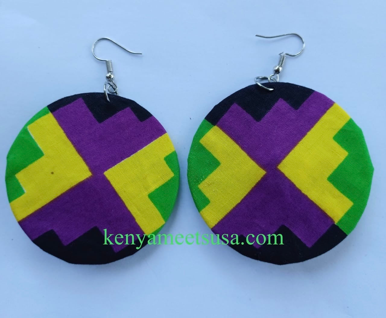 Handmade Round Fabric Earrings