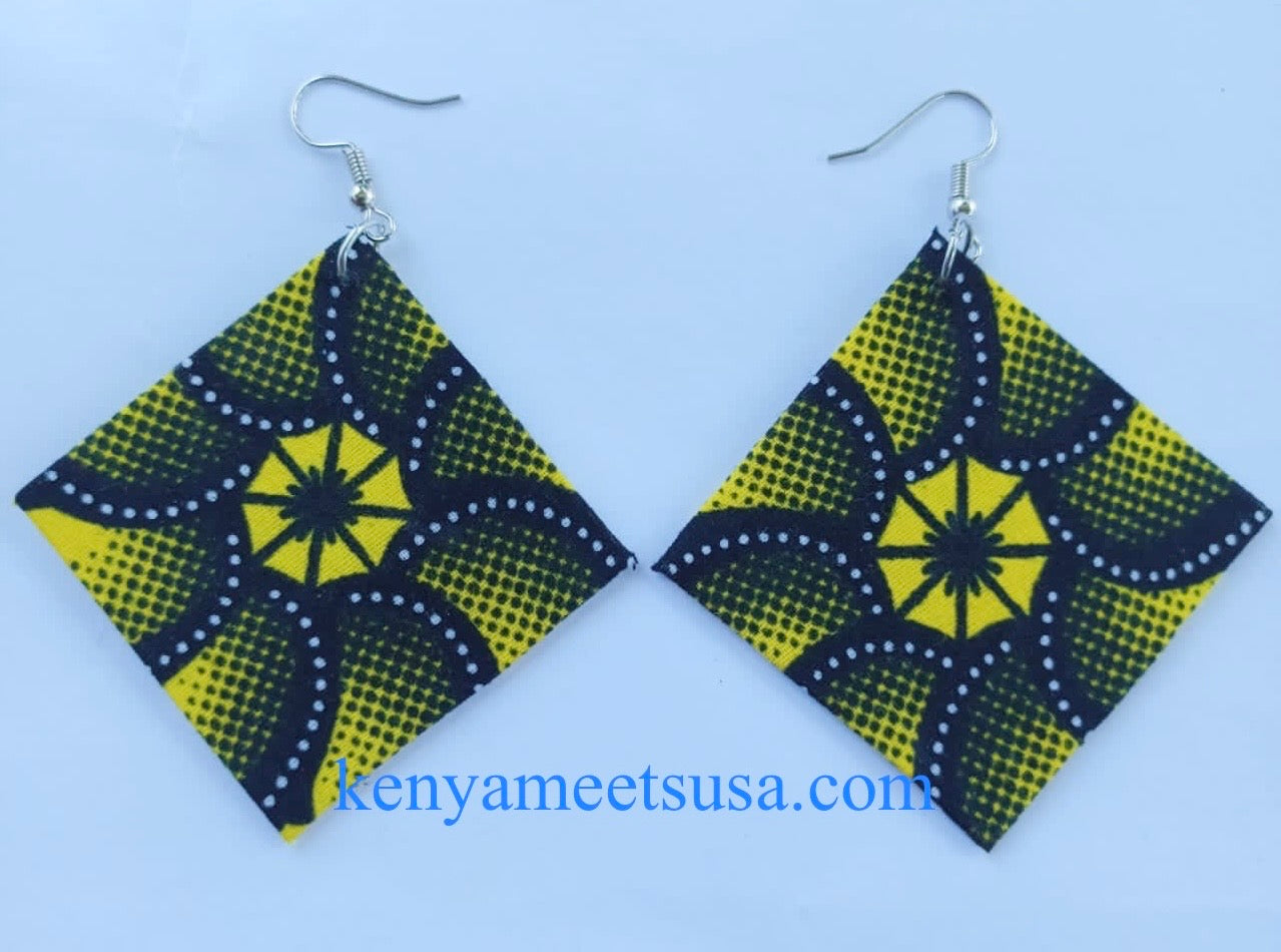 Handmade Diamond Shape Fabric Earrings