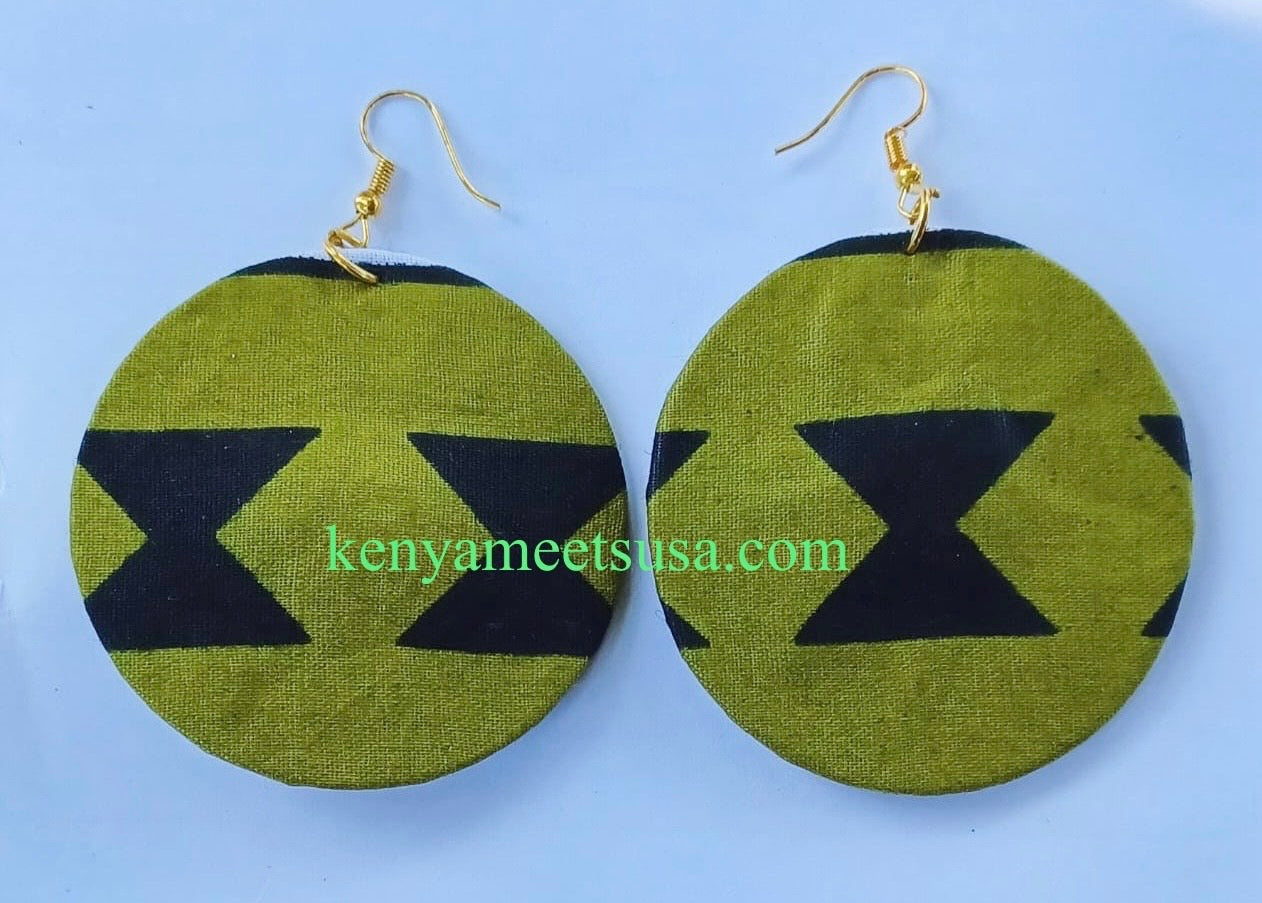 Handmade Round Fabric Earrings
