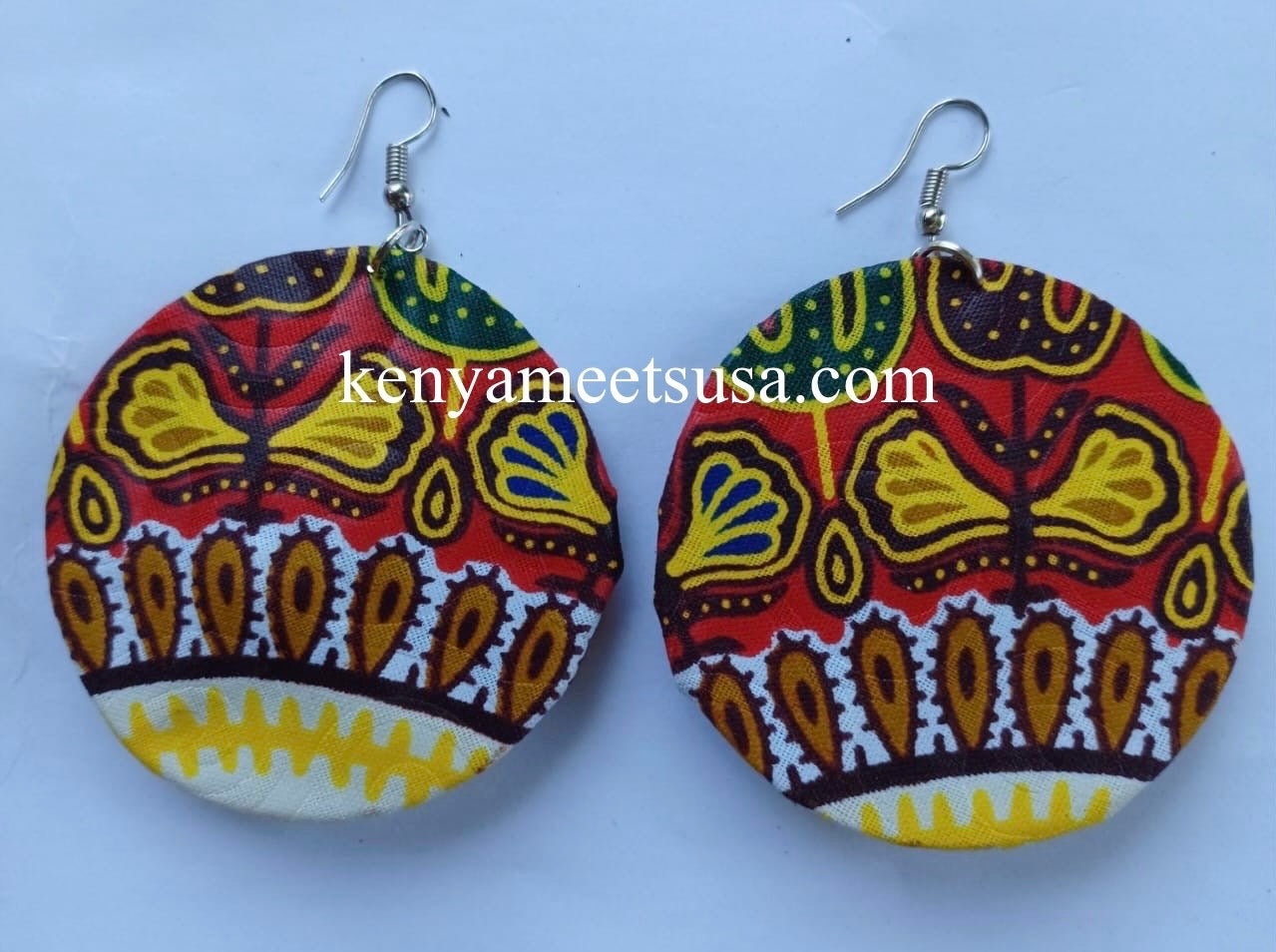 Handmade Round Fabric Earrings