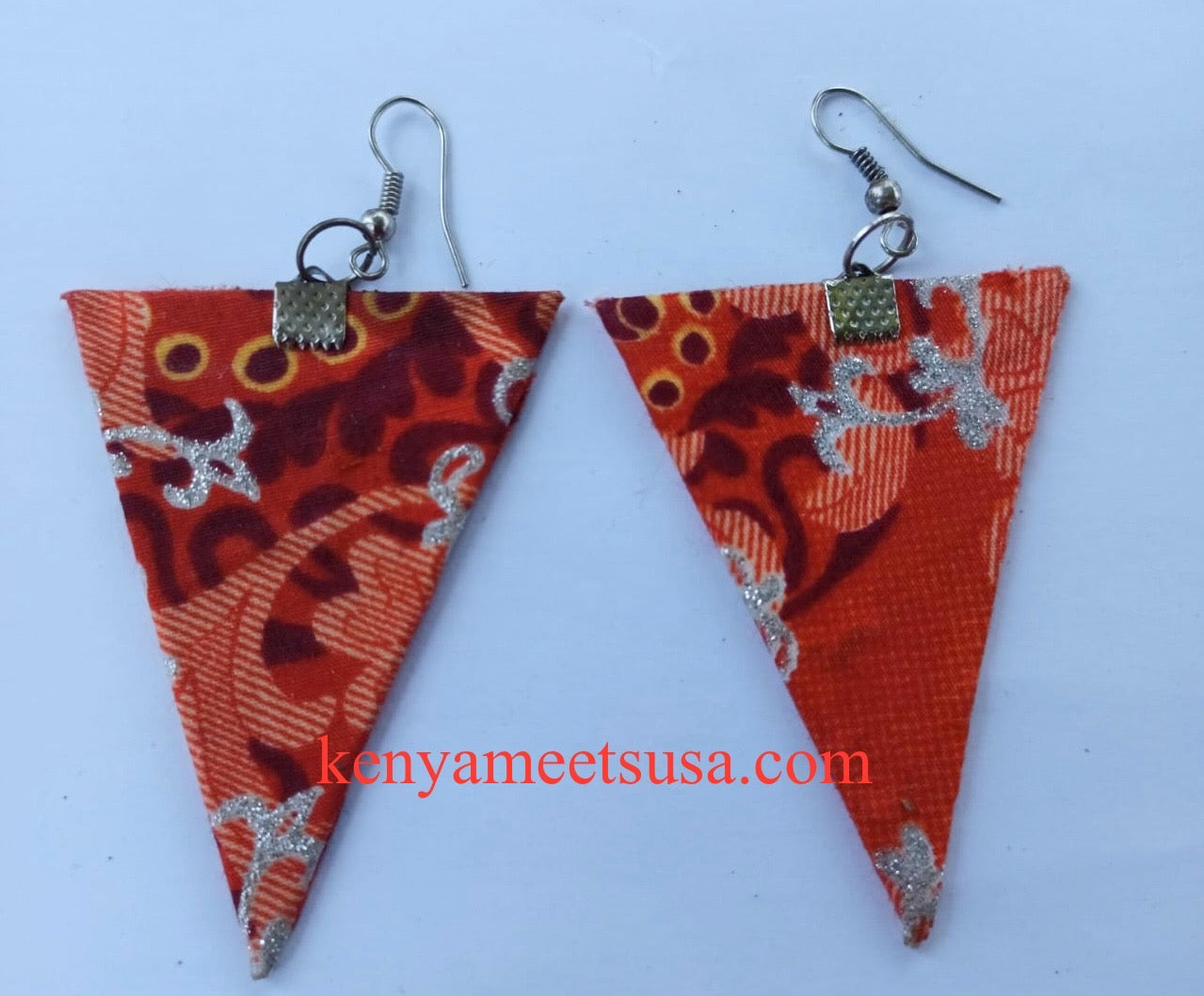 Handmade Inverted Triangle Fabric Earrings