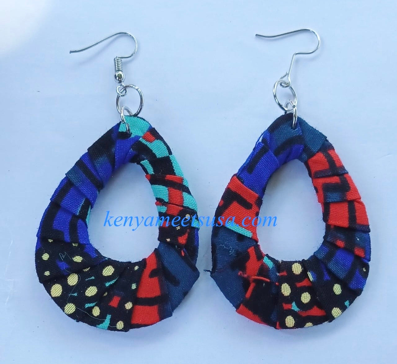 Handmade Fabric Teardrop Earrings