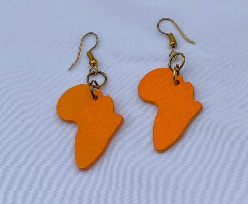 Small Map of Africa Wooden Earrings